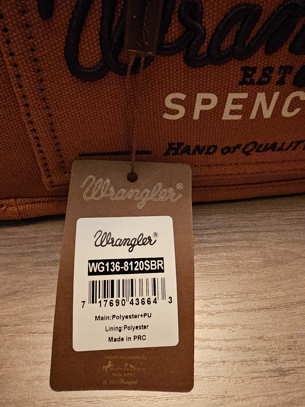 Wrangler Spencer Brown Canvas Tote Bag - Picture 5 of 5